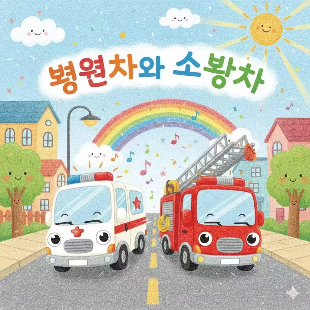 병원차와 소방차