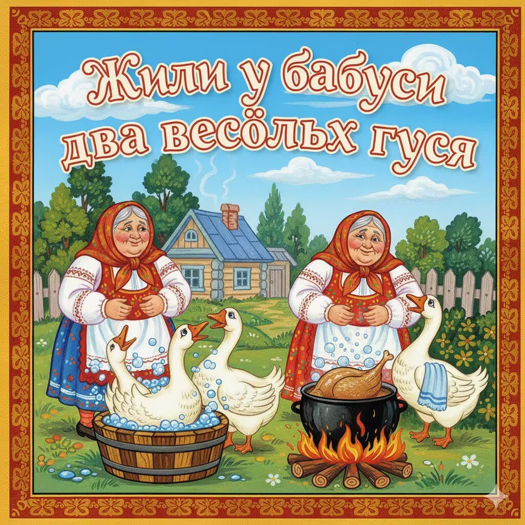 Жили у бабуси два весёлых гуся